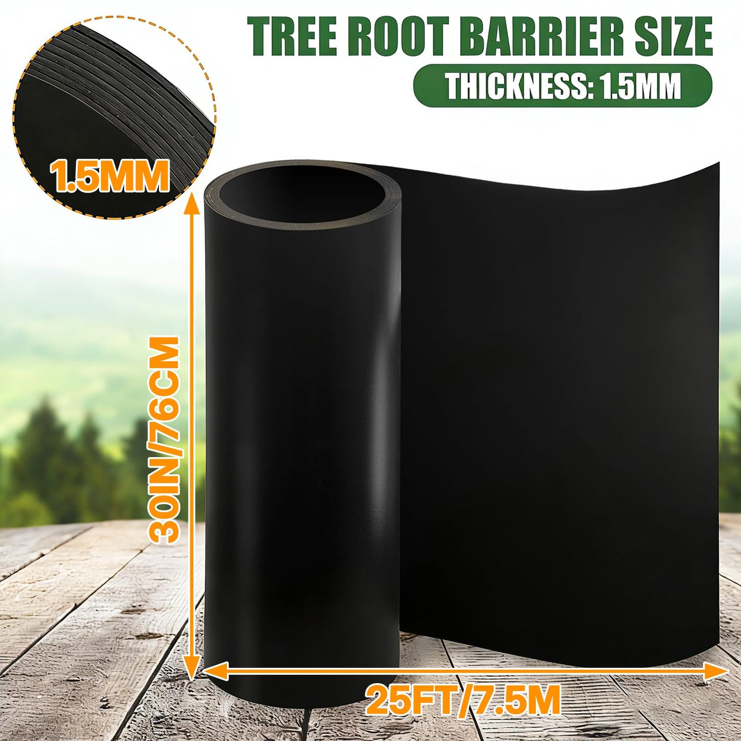 Joewuzun Tree Root Barrier 24in x 20ft x 60mil Tree Root Barrier Heavy Duty Bamboo Barrier Protects Sidewalks Roads and Driveways