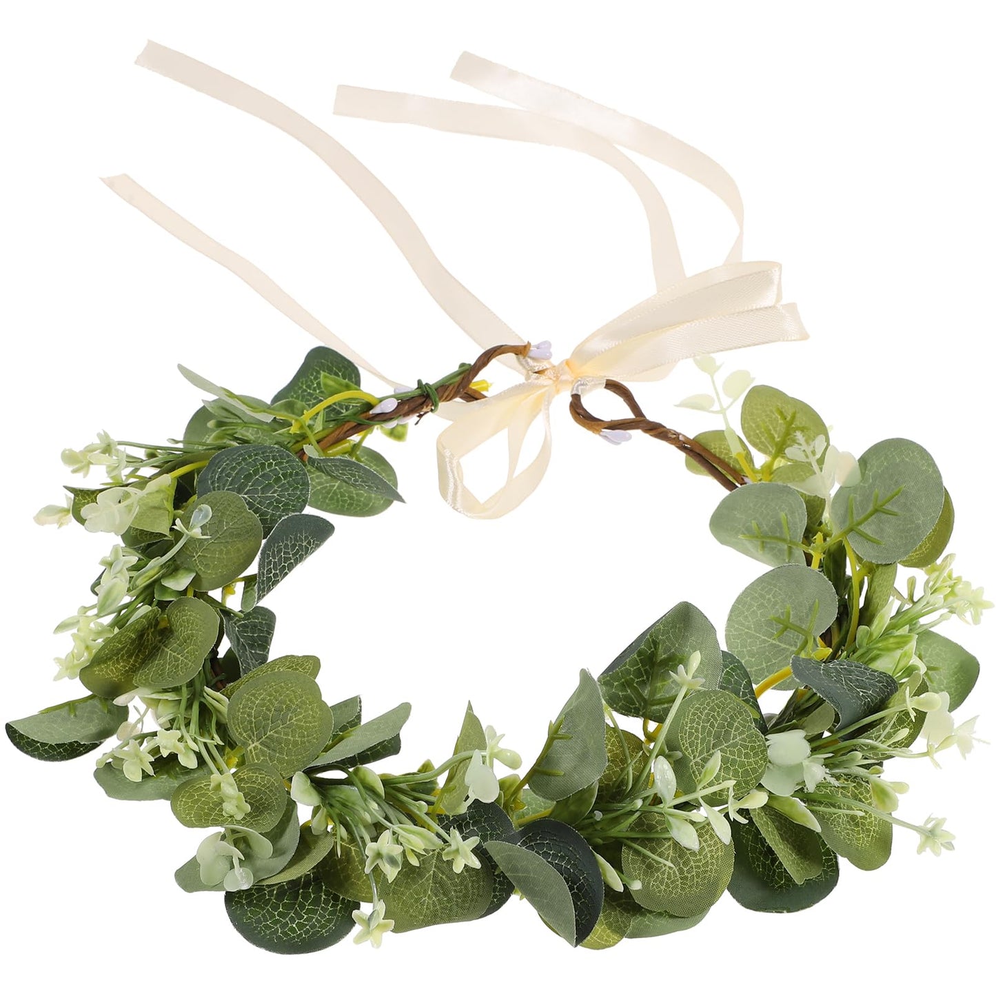 HEALLILY Faux Wreath Bridal Headdress Floral Tiara Wedding Headband Lightweight Simulated Plant Hair Accessory for Photos Beach Parties