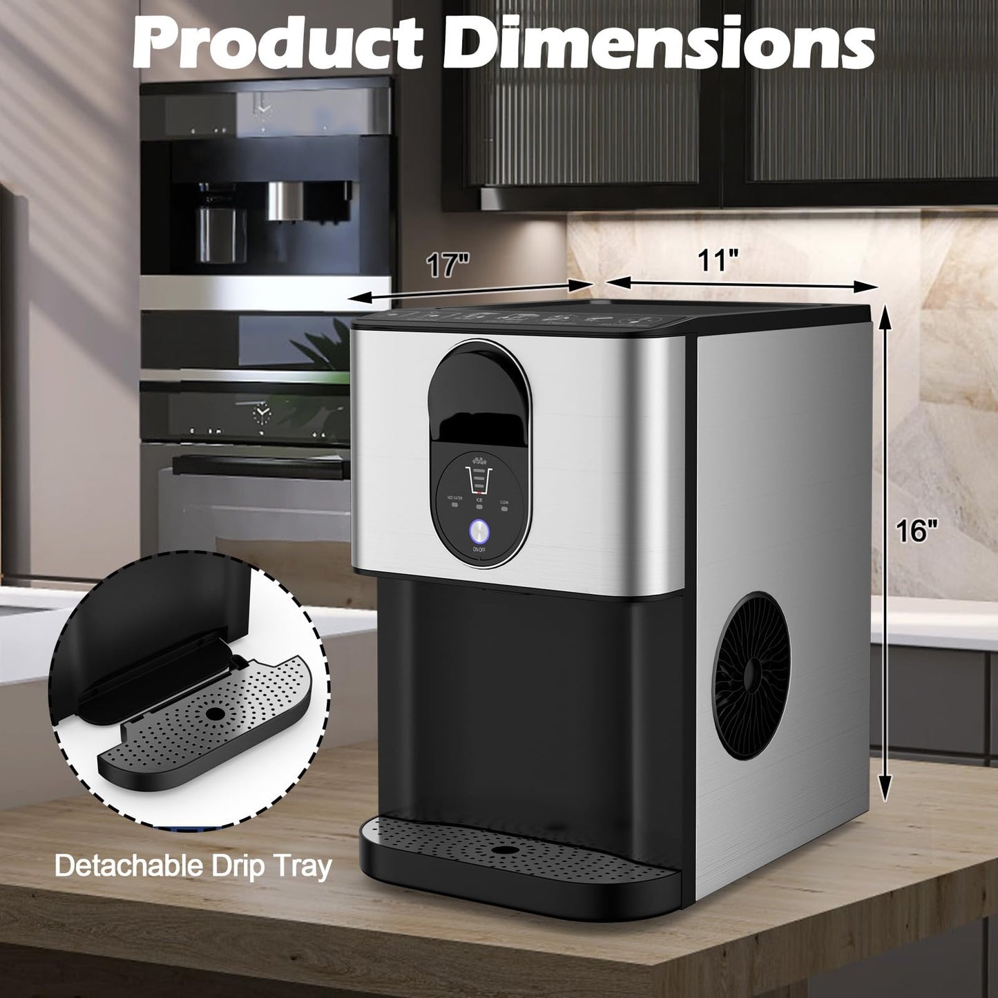 ARLIME Self Dispensing Nugget Ice Maker Countertop, 56 lbs/24 H Pepple Chewable Ice Making Machine w/Self-Cleaning System, Pellet Ice Machine w/ 0.63 gal Water Tank for Home Kitchen Party