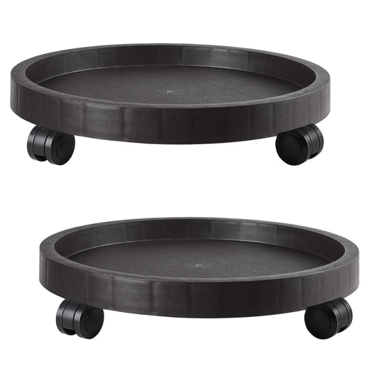 2 Pack of 12.6 Inch Planter Caddies Rolling Saucer Caddy with Wheels, Heavy Duty Wheeled Stand for Potted Plant, Round Coaster Roller Base Tray with Casters, Flower Pot Dolly Holder for Indoor Outdoor