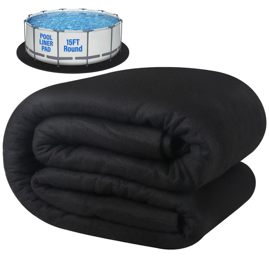 18FT Pool Pad for Above Ground Pool,350G/M² Thicker Pool Liner Pad,Pool Padding for Above Ground Pool,Pool Bottom Pad Seamless,Double Density Puncture Resistant,Pre-Cut Pool Mat,Geotextile Material
