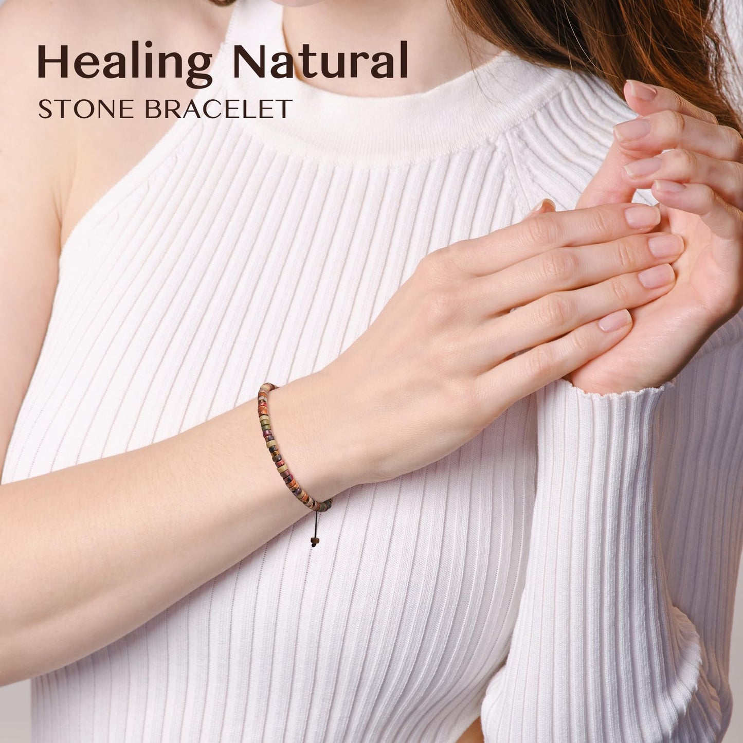 ZOKCC Inspirational Gifts Bracelets for Women : Healing Natural Stone Beaded Bracelets - Thinking of You Get Well Soon Birthday Christmas Gifts for Women Daughter Friends Sister Bestie
