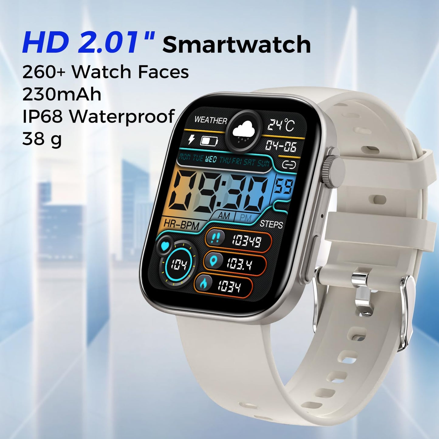 Smart Watches for Men Women, Make/Answer Calls, 2.01" HD Screen with 260+ Watch Faces, Heart Rate/SpO2/Sleep Monitor, 123 Sports Modes, Long Battery Life Fitness Watch Compatible with iPhone Android