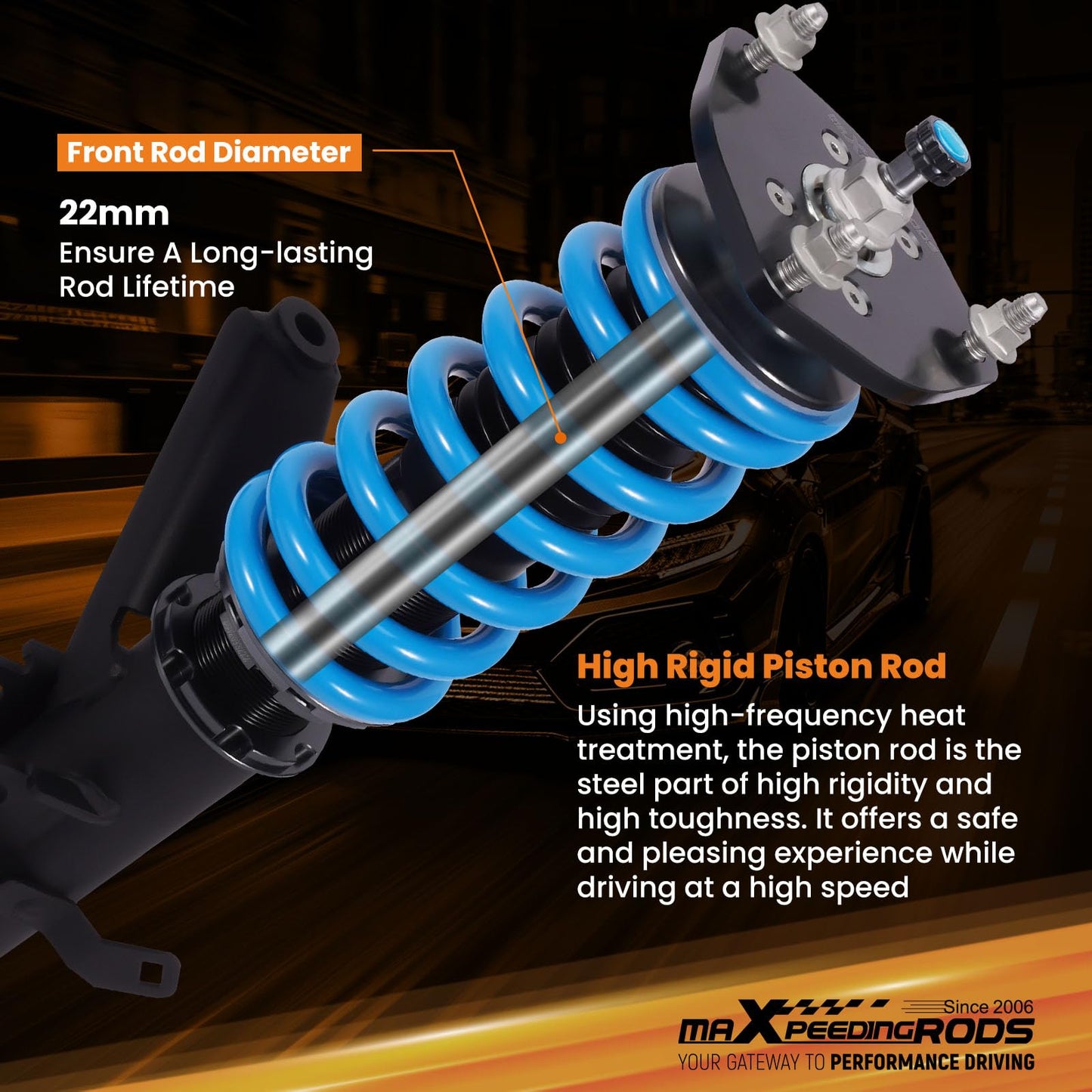 maXpeedingrods Coilovers for Honda Civic DX/EX/GX/HX/LX/Si 2001-2005, Height Adjustable Shock Absorrber, 24 Levels Damper Adjustable Coilovers Suspension Kit, T6 Upgraded Lowering Kits Blue