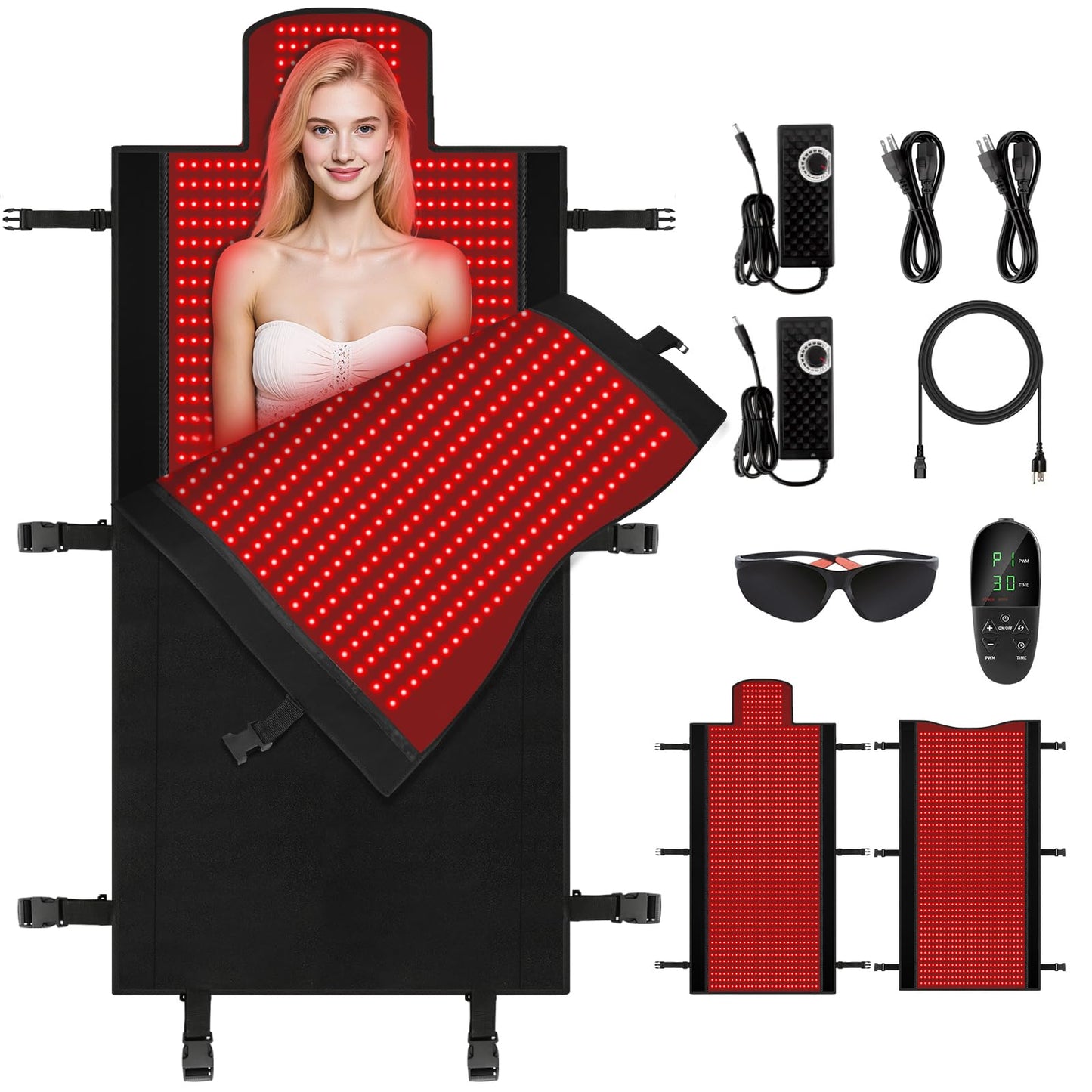 LITDUCK Body Red Light Therapy Mat, Eligible Red Light Therapy Blanket, 2in1 LEDs(660nm& 850nm), Premium Leather, Adjustable Timer & Intensity 36.3"*15.8" (2570leds)