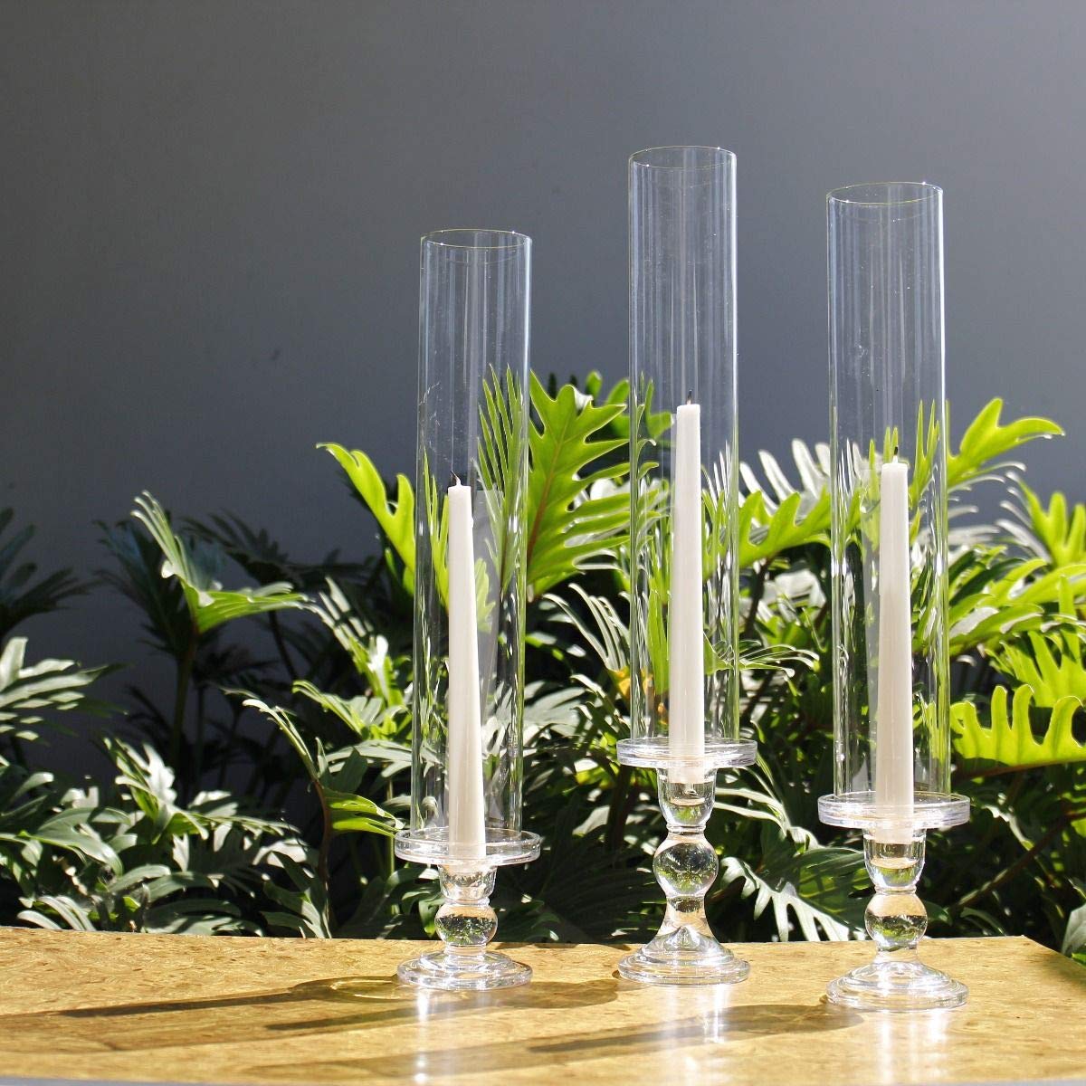 CYS EXCEL 6 PCS (H:18" D:2.5"") Open Ended Glass Hurricane Candleholder Tube Shade | Multiple Size Choices Open Flame Candle Chimney Tube Cover | Bottomless Cylinder"