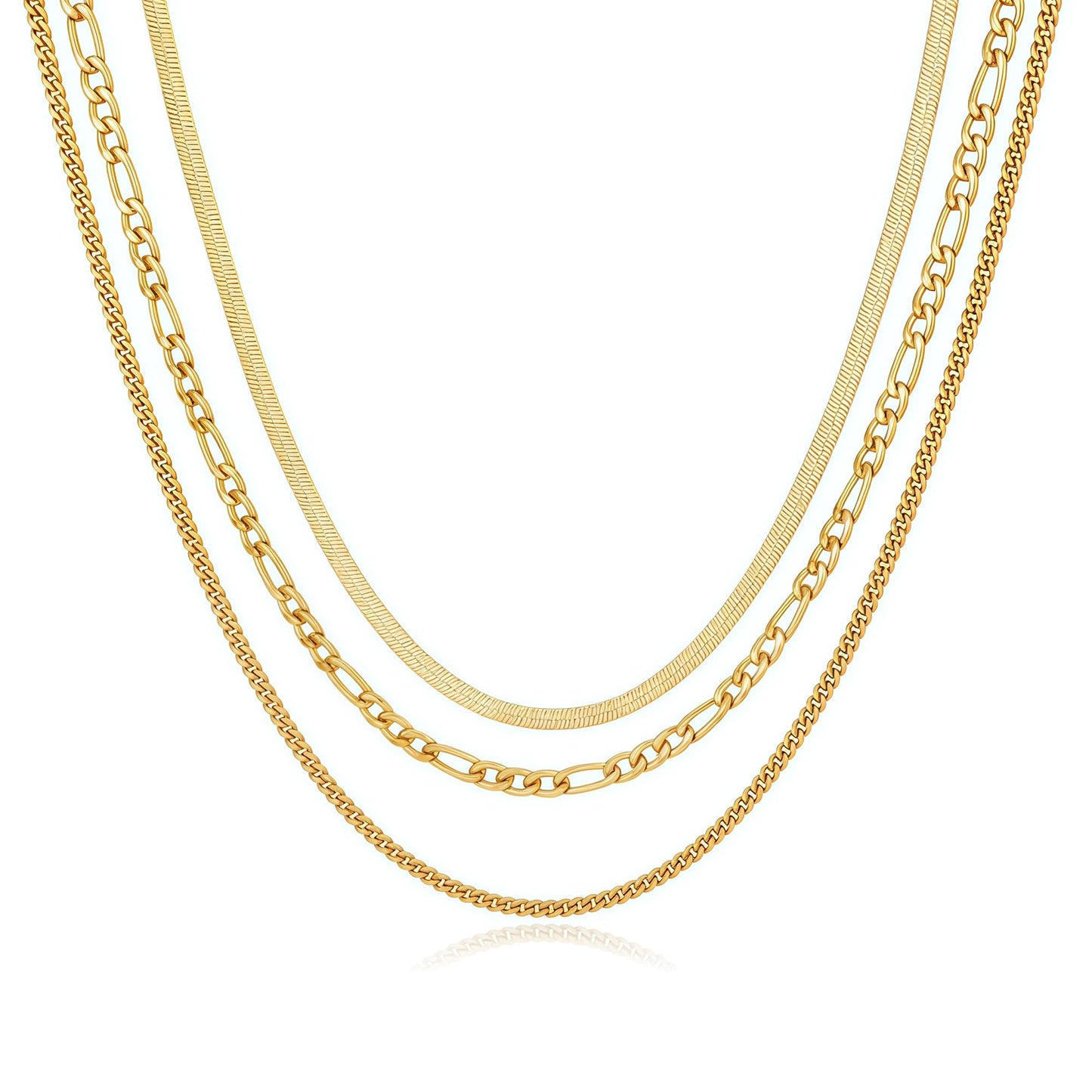 YOIHUR Gold Layered Necklaces for Women, 14K Gold Plated Dainty Necklace Chain Choker Necklaces Herringbone Necklace Set Gold Jewelry Gift for Women