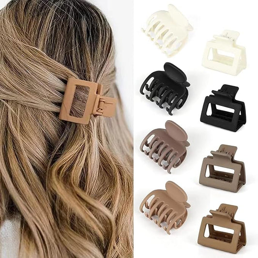 8 Pack Small Claw Clips for Women Girls Double Row Teeth Medium Hair Clips Matte Claw Clips for Thin Hair No Slip Hair Clips for Short Hair Accessories (Dark Series)