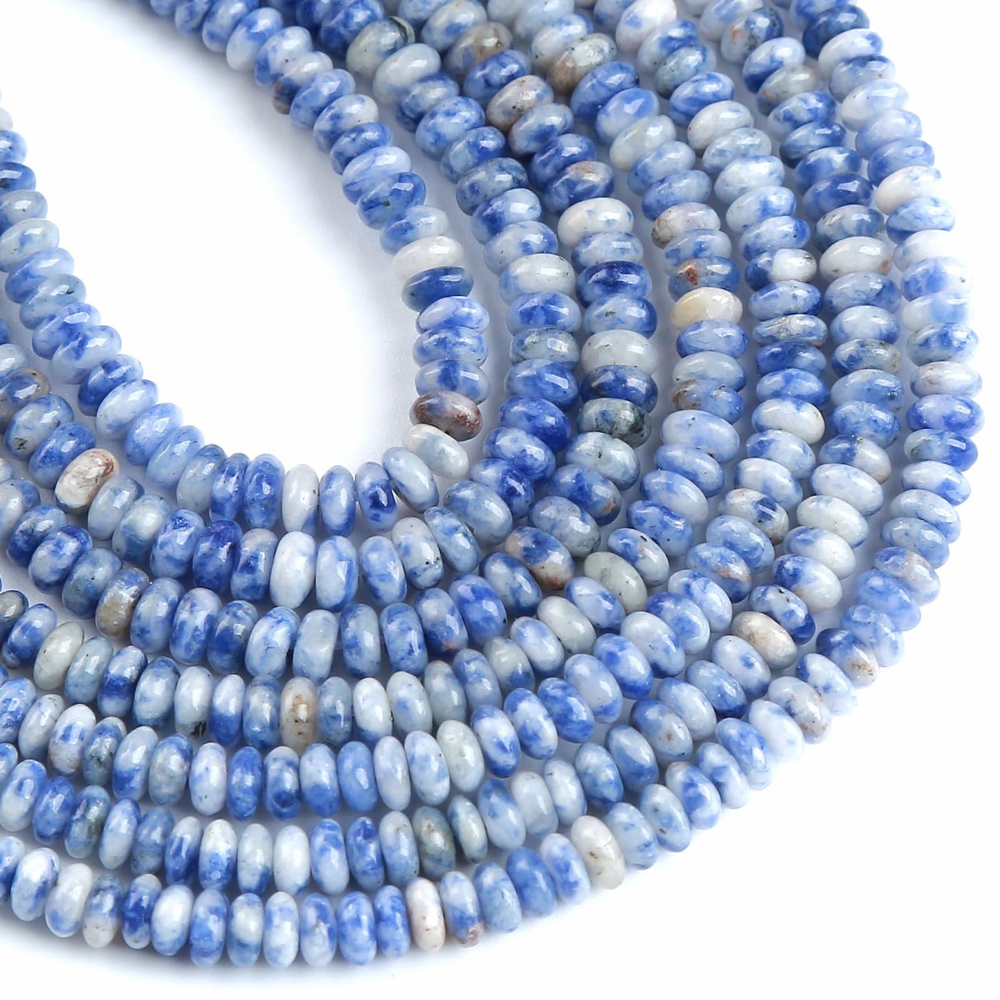 150PCS 2x4mm Natural Blue Sodalite Stone Rondelle Beads Abacus Disk Stone Beads Round Loose Spacer Gemstone Beads for DIY Bracelet Necklace Jewelry Making
