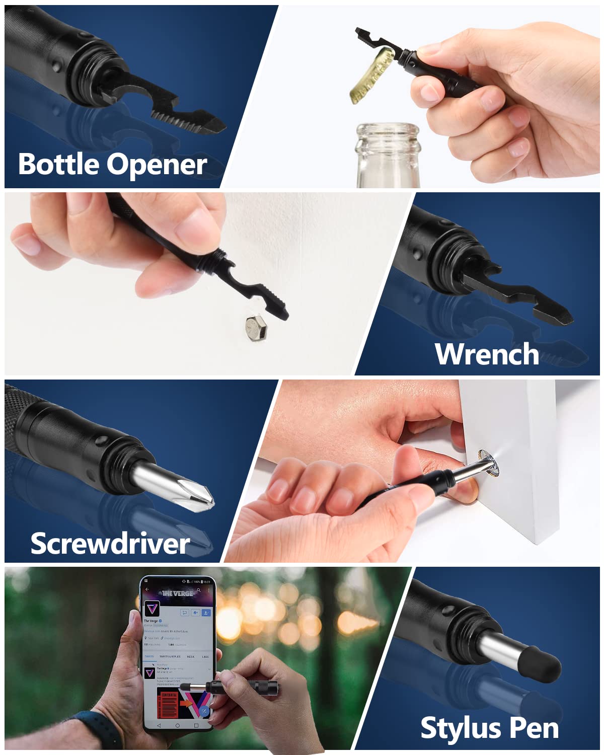 12 in 1 Tactical Pen, Self Defense Pen Multitool Gifts for Men, Stocking Stuffers for Adult, Cool EDC Gear- Christmas Birthday White Elephant Gifts for Dad, Husband, Boyfriend From Daughter Son Wife