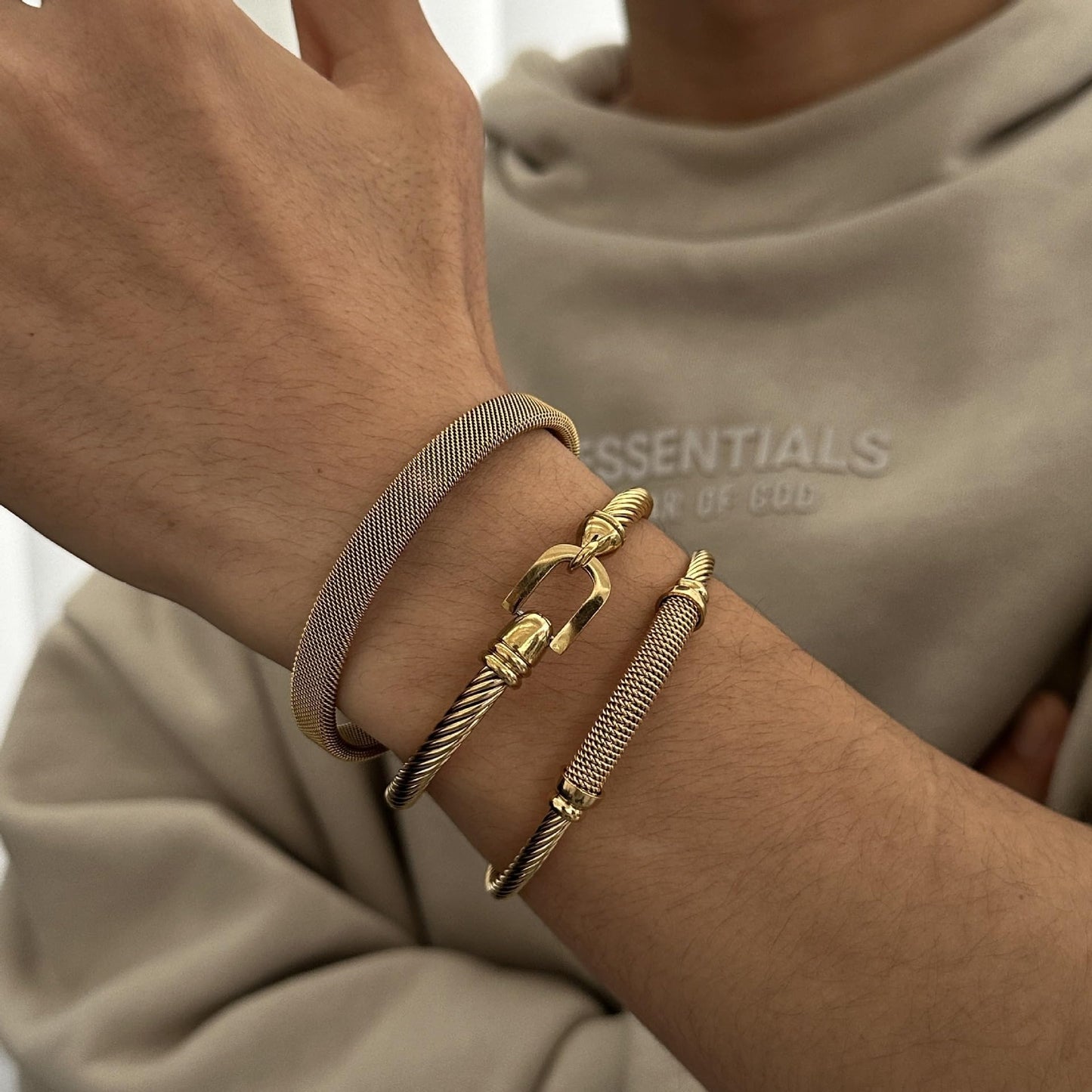 MENGSHA Punk Silver Twisted Cable Cuff Bracelet for Men/Women Durable Stainless Steel Chunky Bangle Bracelet Adjustable Opening,Daily Wear & Outdoor Adventure Unisex Jewelry Gift for Him/Her