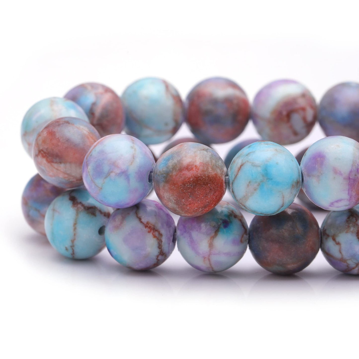 Youngbling Natural Gemstone Beads for Jewelry Making,8mm Purple Jasper Polished Round Smooth Stone Beads,Genuine Real Stone for Bracelet Necklace 15 Inch