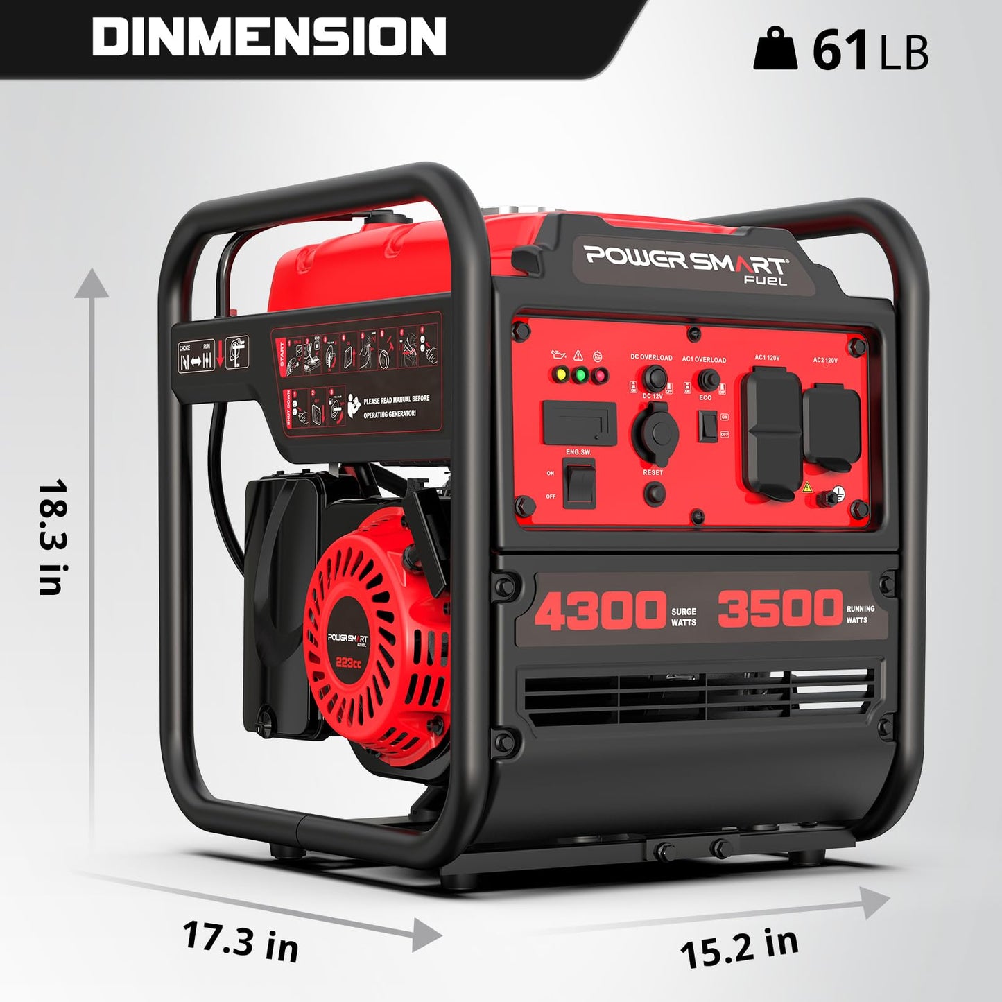 PowerSmart 4300-Watt Portable Generator with Inverter Technology, 30 Amp for Home Use