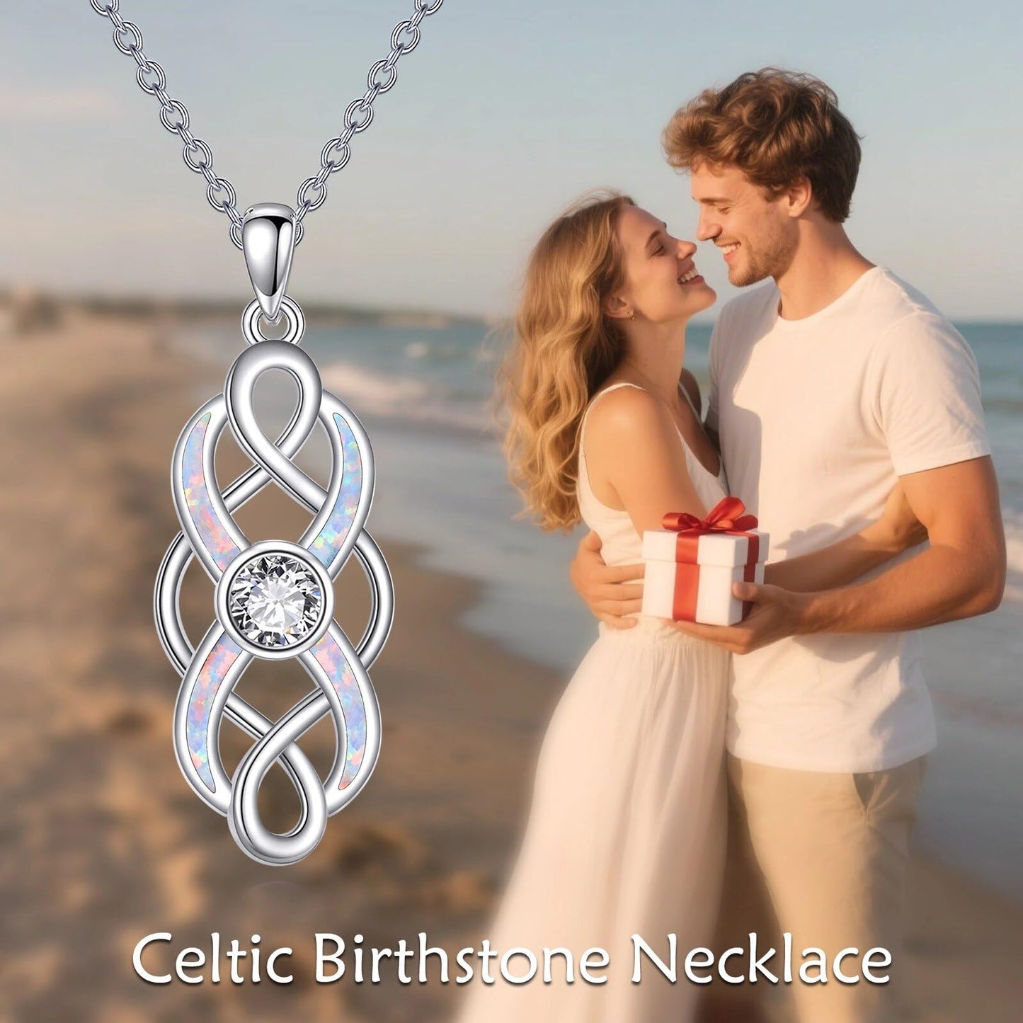 YFN Pearl Celtic Necklace S925 Sterling Silver for Women, Anniversary Irish Celtic Knot Jewelry Present for Women, Birthday Gifts (Celtic Knot Necklace)