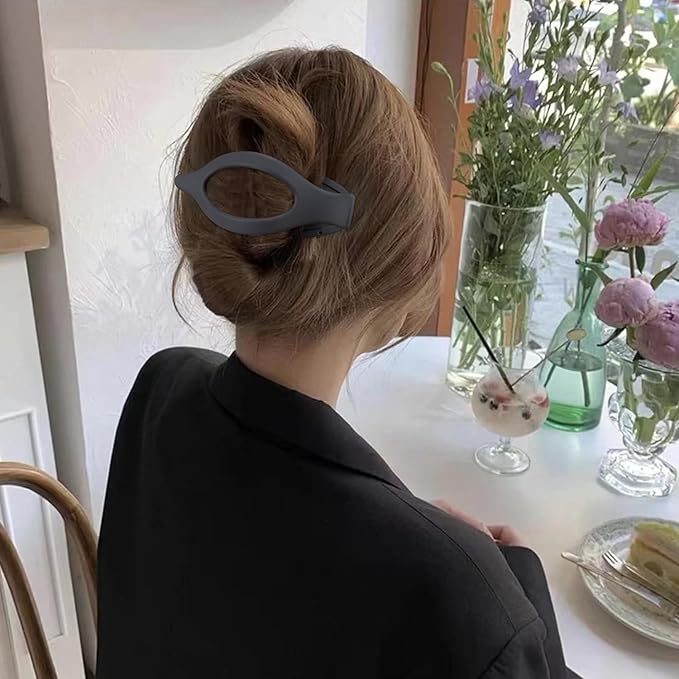 Flat Hair Clips for Women Lay Flat Hair Claw Clips for Thin Thick Hair 3Pcs French Concord Hair Clips Large Hair Clips Matte Neutral Jaw Clips Hair Clamps Hair Accessories White Grey
