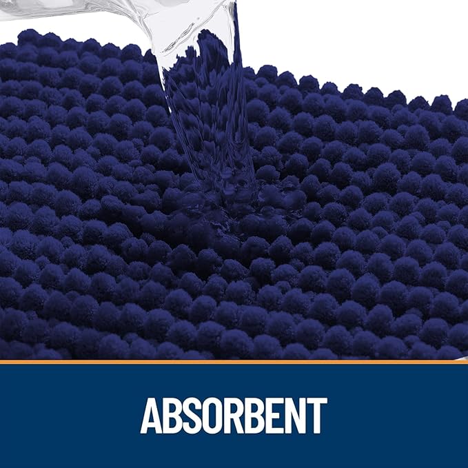 OLANLY Dog Door Mat for Muddy Paws 36x24, Ultra Absorbent Chenille Mud Doormat, Non-Slip Washable and Dirt Trapping Doormat for Indoor Entryway, Quick-Dry Indoor Pet Bed Mats for Dogs, Navy Blue