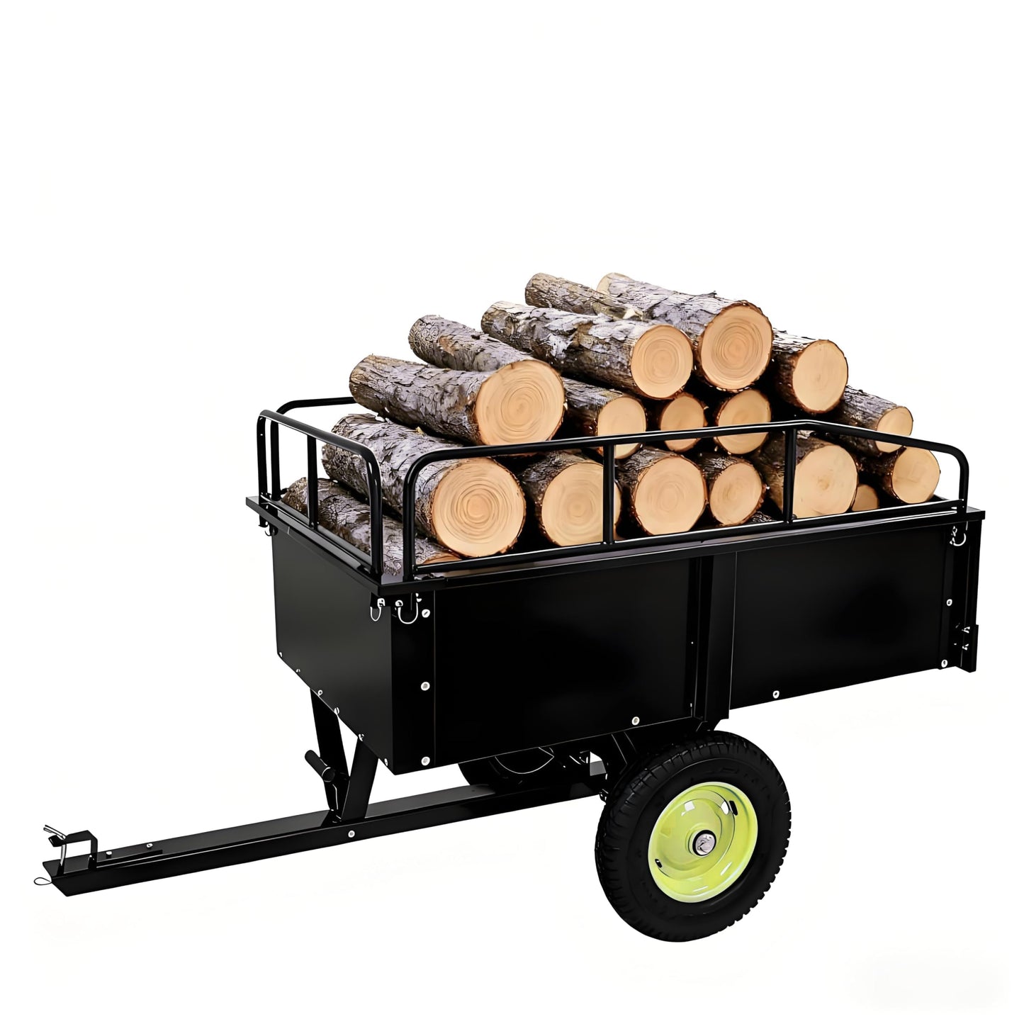 Utility Trailer - 750LBS Capacity Lawn Mower Cart with Removable Sides,15 Cu.Ft Steel Lawn Mower Trailer,Universal Hitch for ATV, UTV, Lawn Tractor, Riding Mower - for Garden, Yard Hauling and Farm