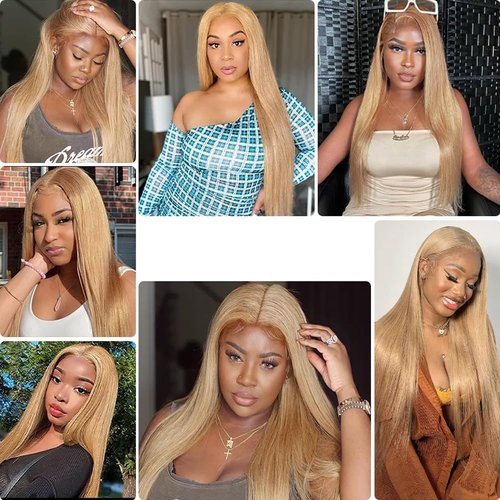 Condescension Brazilian Human Hair Bundles 20 22 24 Inch Straight 3 Bundles Human Hair 100% Unprocessed Remy Brazilian Virgin Weave Hair Honey Blonde 27 for Women