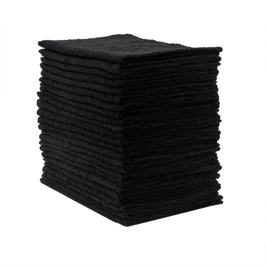 Eurow Ultra-Soft & Absorbent Cotton Salon Towels for Home, Beauty, Gym & Professional Salons, Fast-Drying for Hair, Hands & Spa Use, Durable & Machine Washable, 16" x 27", 24-Pack, Black