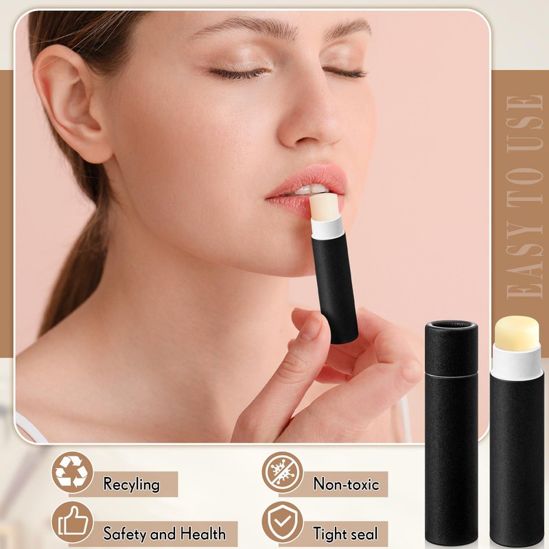 Fuyoooo 50 Pcs 5g Paperboard Lip Balm Tubes Empty Cardboard Lipstick Tubes Deodorant Sticks Empty Refillable Gloss Perfume Container for DIY for Lipstick, Gloss, Deodorant, Solid Perfume, Black