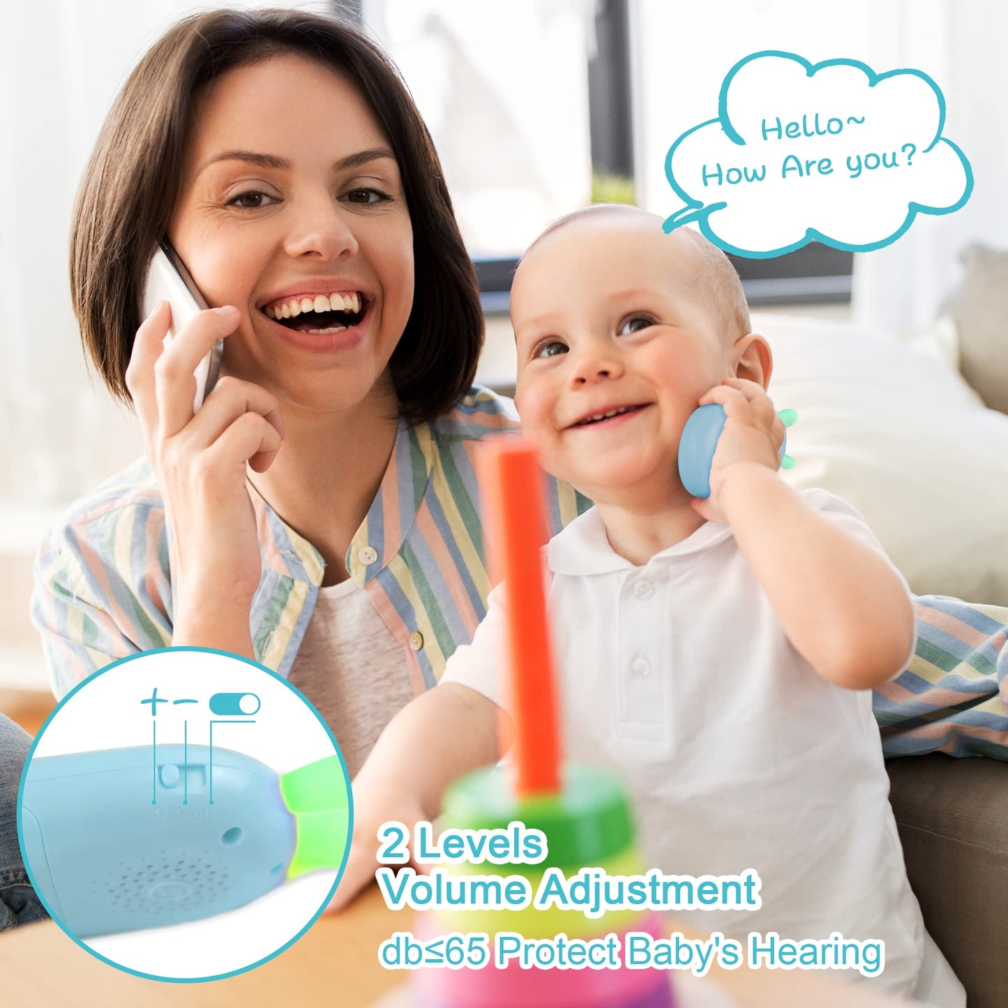 Richgv Baby Cell Phone Toy - Sensory Learning Toys with 12 Functions, 6 to 12 Months, Light & Multi Sound Effects, Teething Toys for Babies & Infant Gifts