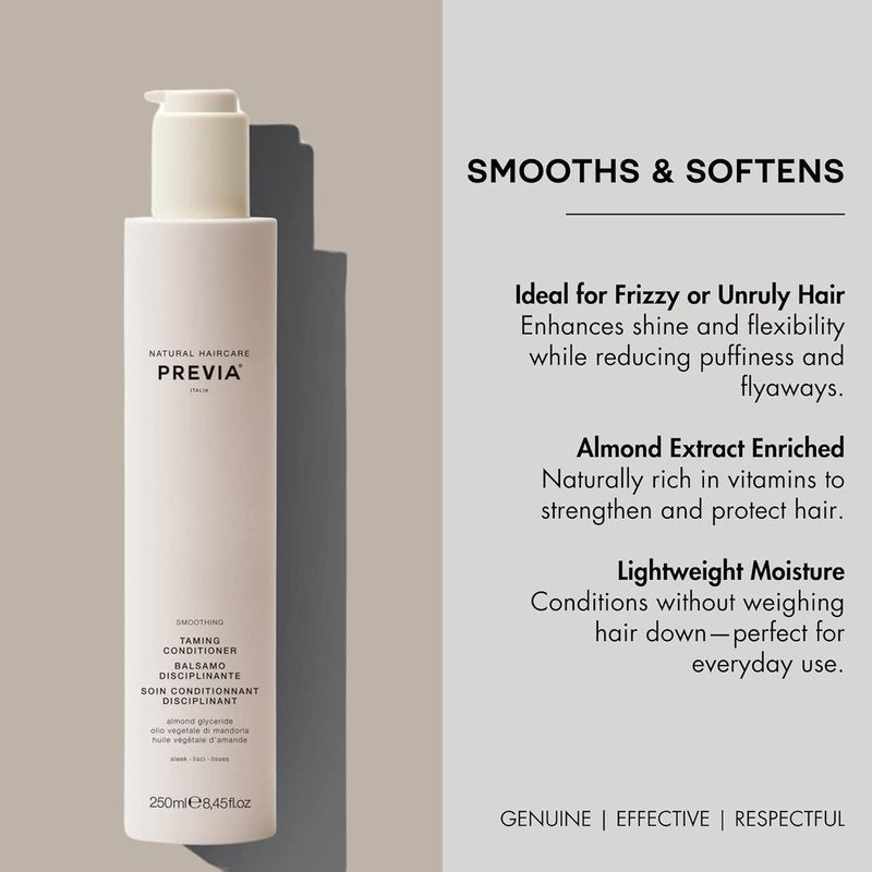 PREVIA Taming Conditioner - Deep Smoothing Hair Treatment for Dry Hair | Vegan, 250ml