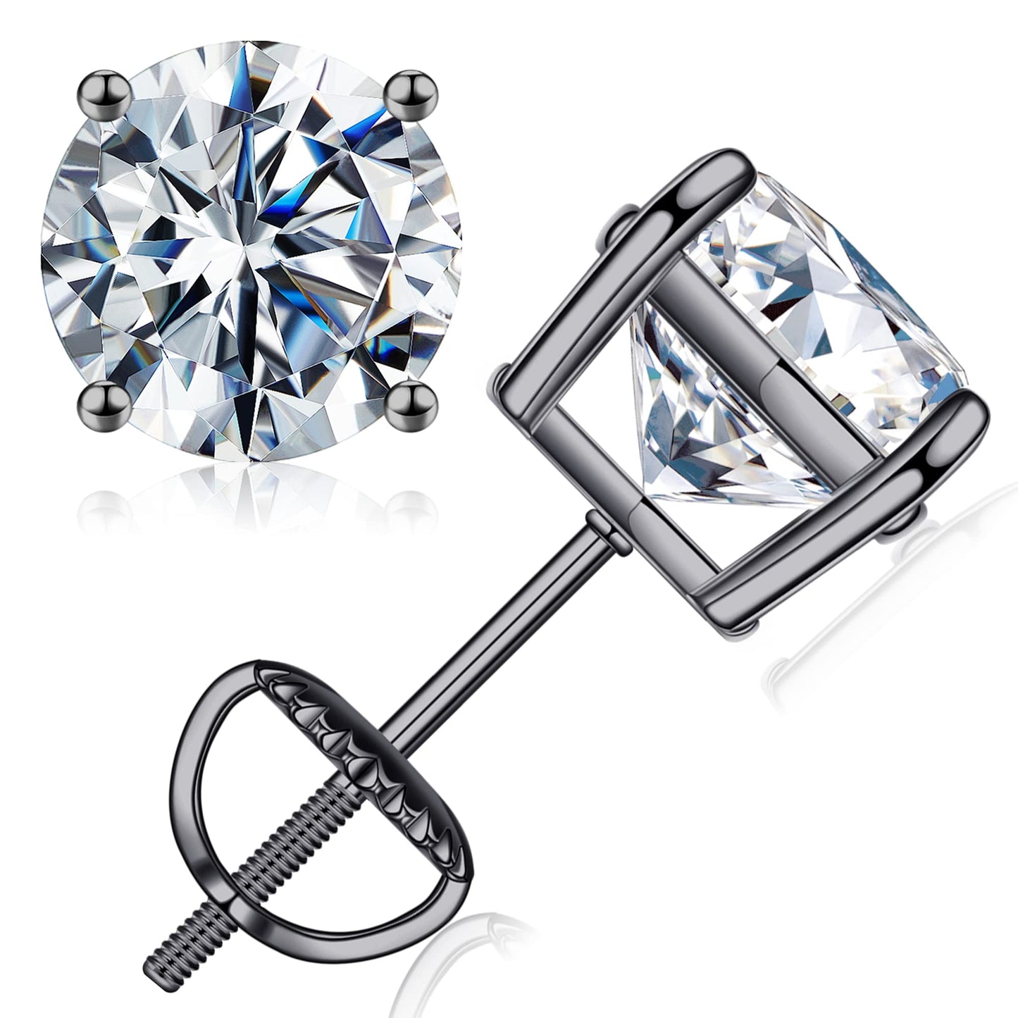 SMILEST 1 ct Moissanite Screw Back Earrings for Men Women, Round Cut Lab Created Earrings 925 Sterling Silver Moissanite Earring Anniversary Birthday Gifts