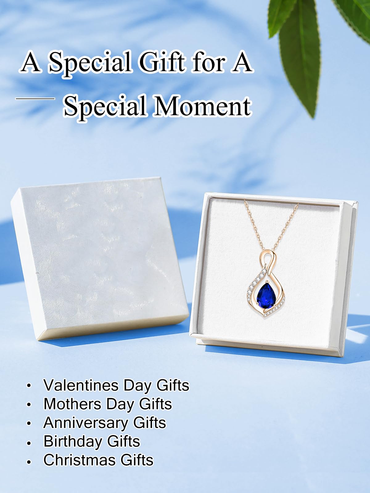 JIYVY32 Sapphire Infinity Necklace for Women September Birthstone Necklaces Rose Gold Plating Anniversary Birthday Gifts for Wife Her Mom Girlfriend Birthstone Jewelry Gifts for Women