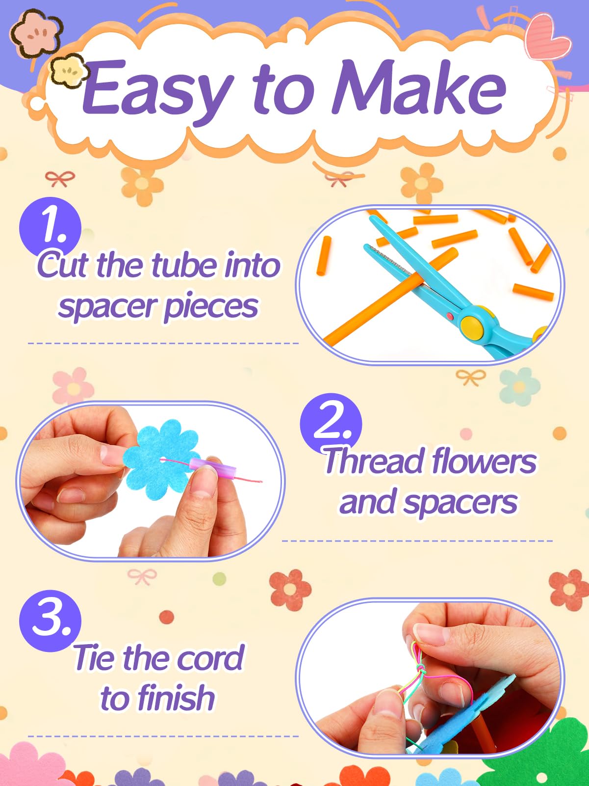 Cosweet Lei Making Craft Kit for Kids - Hawaiian Leis Bulk Makes 24 Flower Necklaces with 1000 Felt Flowers, Lei Craft Supplies for VBS, Classroom Activities & Luau Party Favors