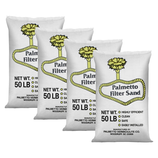 Palmetto 4 Pack Swimming Pool Filter Sand, 50 lb Bag – Natural Silica for Residential & Commercial Filtration Pump Systems – Screens Leaves, Oils, Dust & Hair for Clean and Clear Water