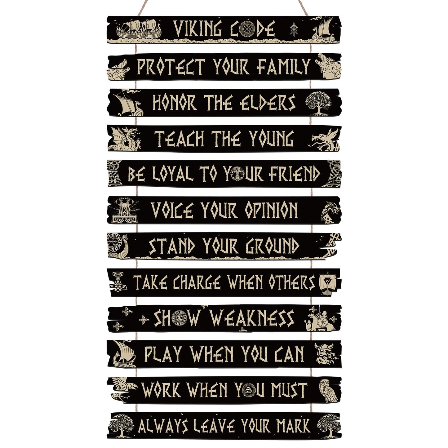 Thinkday Viking Wall Pediment Decor for Men Nordic Rune Wooden Wall Sculpture Art Vegvisir and Valknut Pagan Wood Plaque Set Celtic Rune Norse Pagan Wooden Medieval Mythology Hanging Art Sculpture