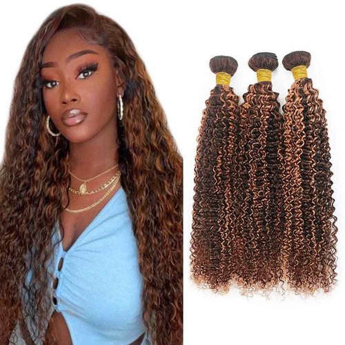 Habiliana Bundles Human Hair 20 22 24 Inch Jerry Curly Wave P4/30 Human Hair Bundles 11A Unprocessed Brazilian Virgin Quick Weave Hair Extensions for Black Women