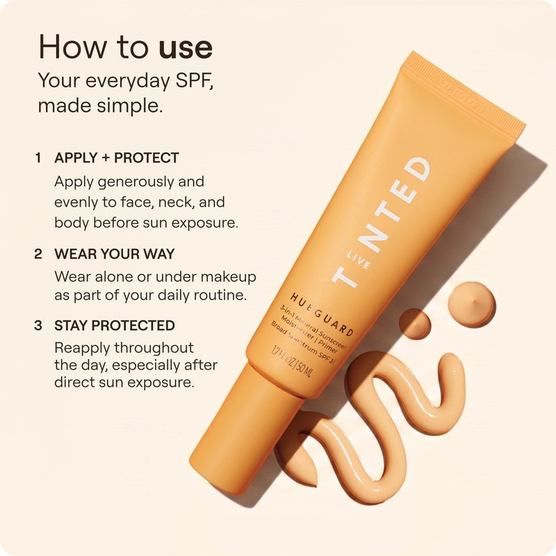 Live Tinted Hueguard® 3-in-1 Mineral Sunscreen, Moisturizer, & Primer for Face and Body - Hydrate and Protect the Skin Year Round - SPF 30, 1.7 Fl Oz
