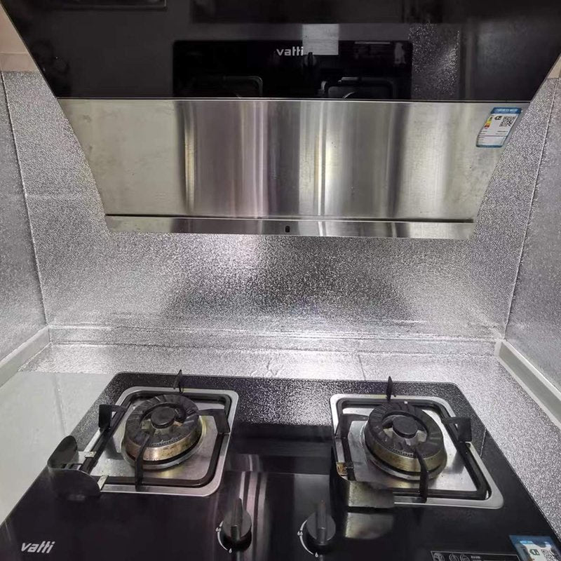 16"x354" Silver Contact Paper Metallic Look kitchen Backsplash Peel and Stick Wallpaper Oil Proof Waterproof Aluminum Foil Wall Sticker Adhesive Paper for Cabinets Shelf Liner Removable Heat Resistant