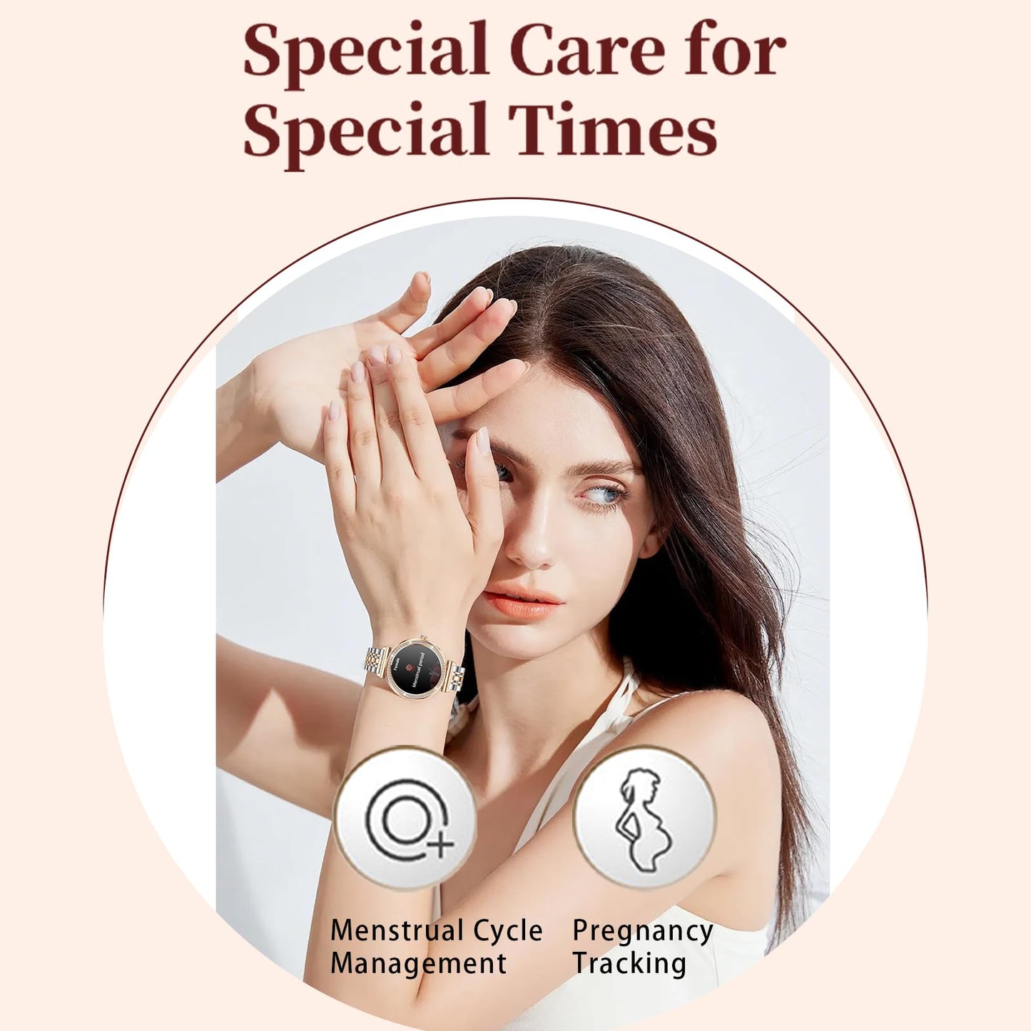 Smart Watches for Women Fitness Tracker with Diamonds Multi-Sport Modes Heart Rate Monitor Sleep Monitoring Bluetooth Calls Female Helath 1.27" Dainty Smartwatch for Android iOS Rosegold Mix