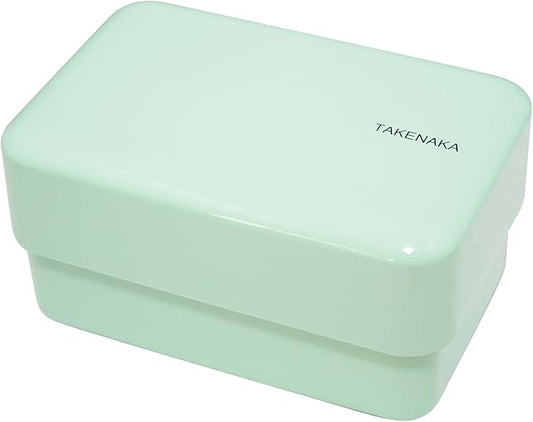 TAKENAKA Bento Nibble Box, Eco-Friendly Lunch Box Made in Japan, BPA and Reed Free, 100% Recycle Plastic Bottle Use, Microwave and Dishwasher Safe, Bento Box (Peppermint *Band: Cream)