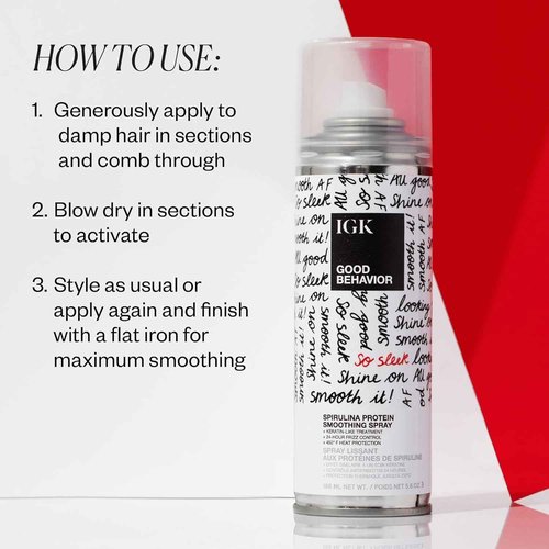IGK Glass Hair Duo | Good Behavior Spirulina Smoothing Spray + Disco Disco Clear Gloss Shine Spray | Keratin Like Treatment + Glossy Finish | 5.6 oz + 5.3 oz