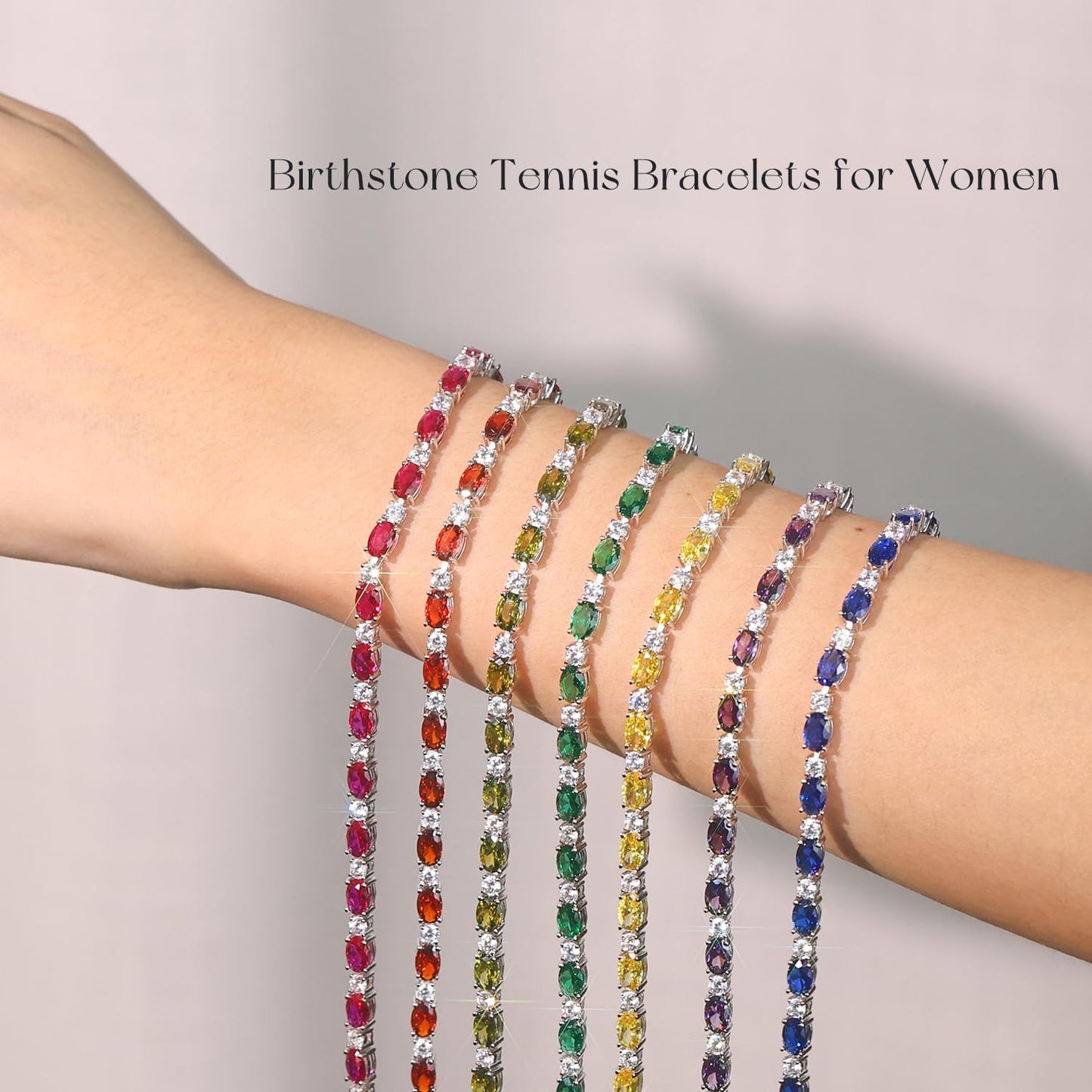 FANCIME Sterling Silver Created Peridot Tennis Bracelet August Birthstone Bracelets Charm Fine Jewelry for Women 7 inches