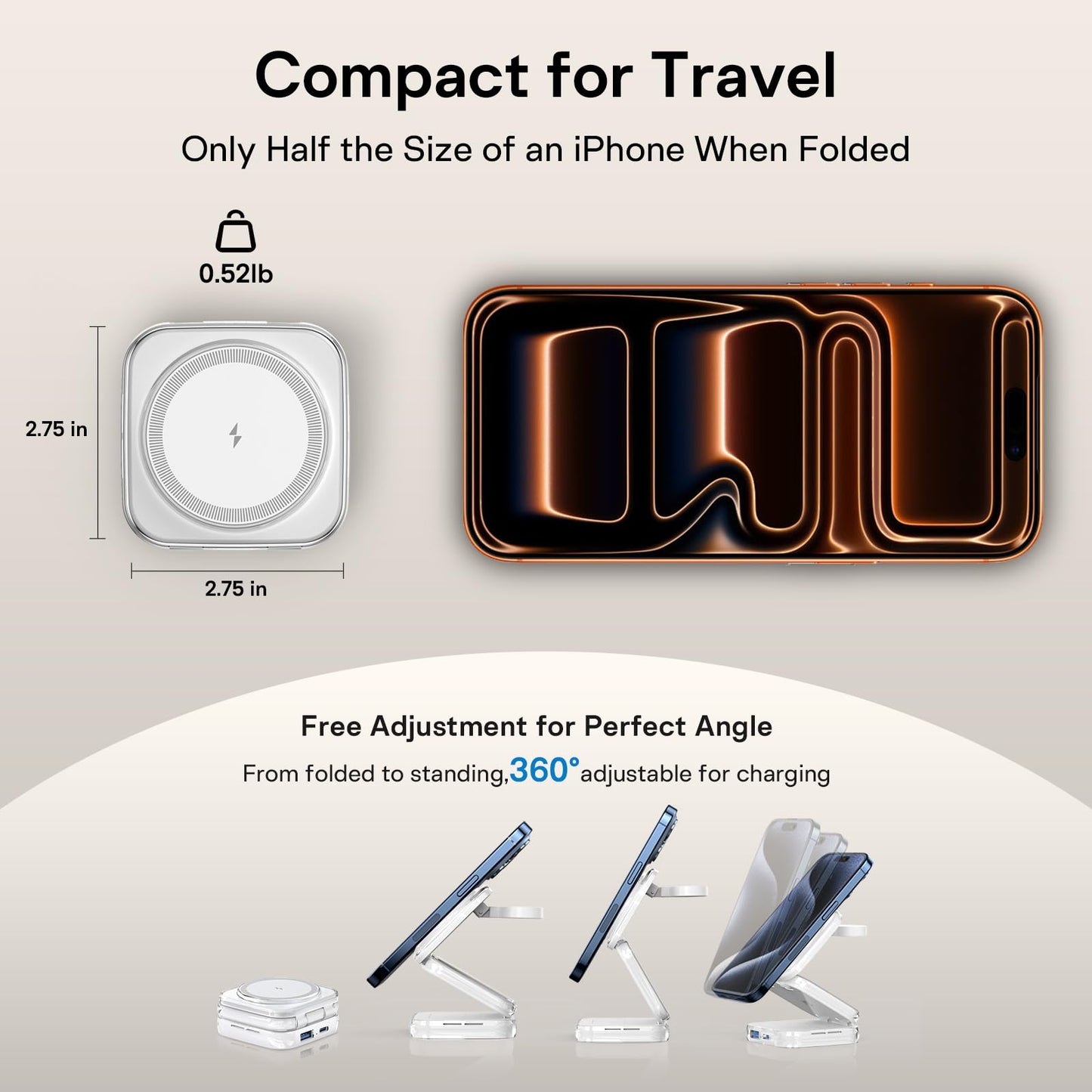 5-in-1 Wireless Charger for MagSafe, AC ISLAND Portable Travel Charging Station, 35W Max Qi2 Fast Foldable Magnetic Stand, Evolved for iPhone 17-12 Series, Apple Watch, AirPods (with 35W Adapter)
