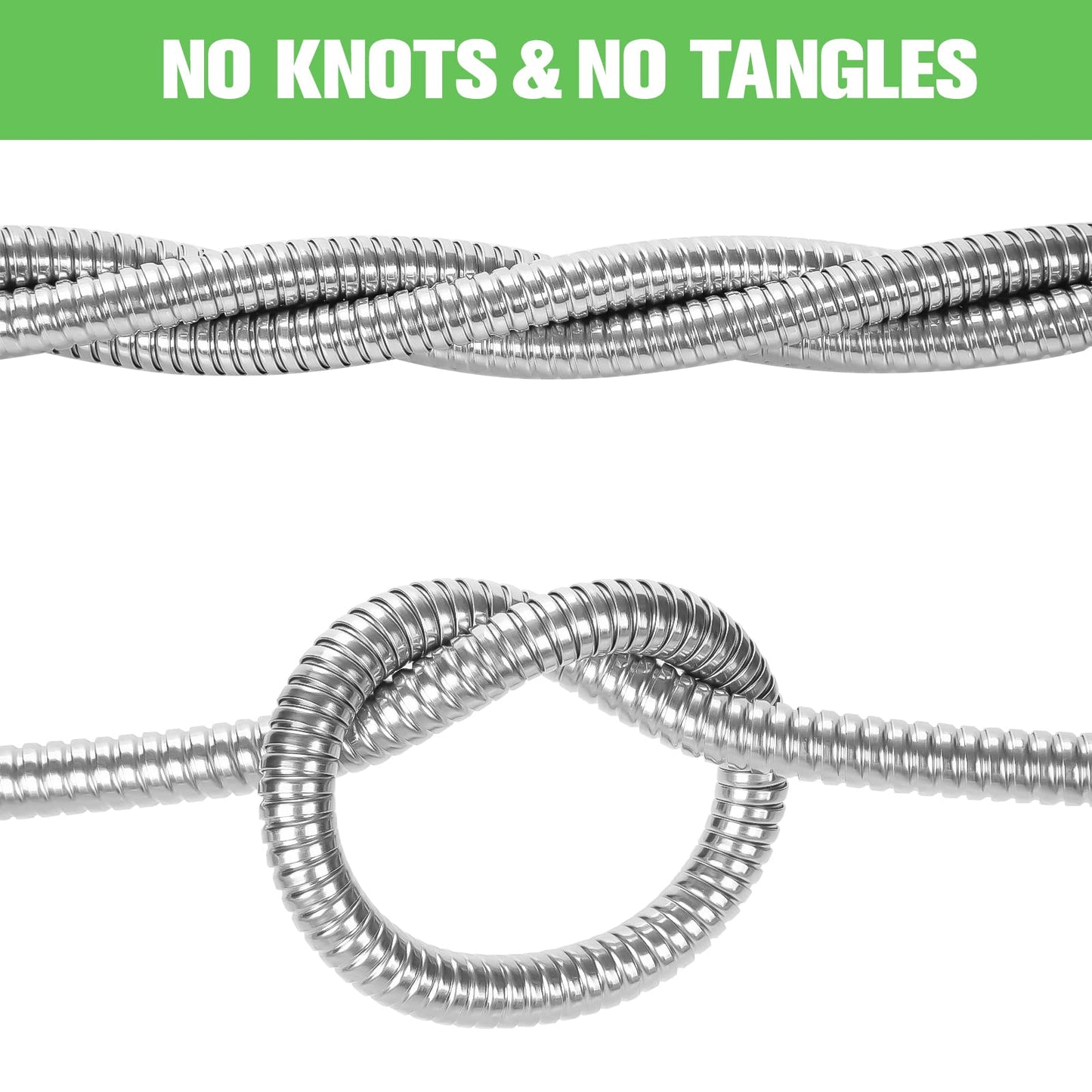TVKB Metal Garden Hose 75ft Stainless Steel Water Hose Super Tough Flexible Water Pipe with 3/4 inch Brass Fittings and Sprayer Nozzle, Kink & Tangle Free, Rust Proof