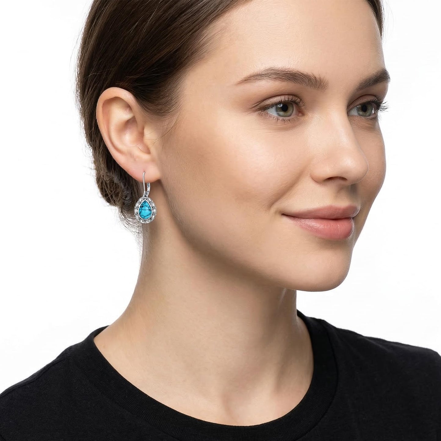 YYmqmq Western Earrings for Women 925 Sterling Sliver Turquoise Dangle Drop Earrings Leverback Country Turquoise Jewelry Western Jewelry Cowgirl Gifts for Women Girlfriend