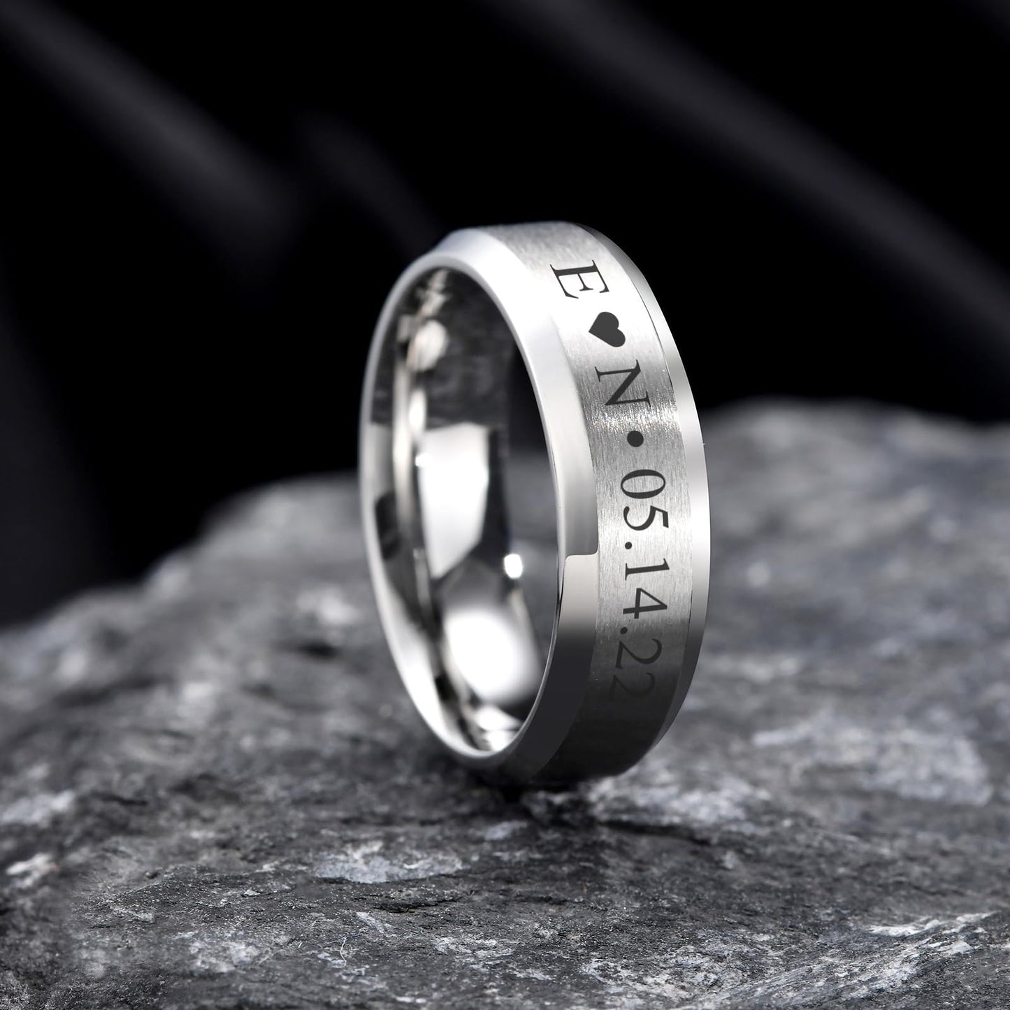 VNOX Customize Personalized 6MM Stainless Steel Simple Matte Brushed Finish Wedding Band Engagement Rings for Men Women,Size 10