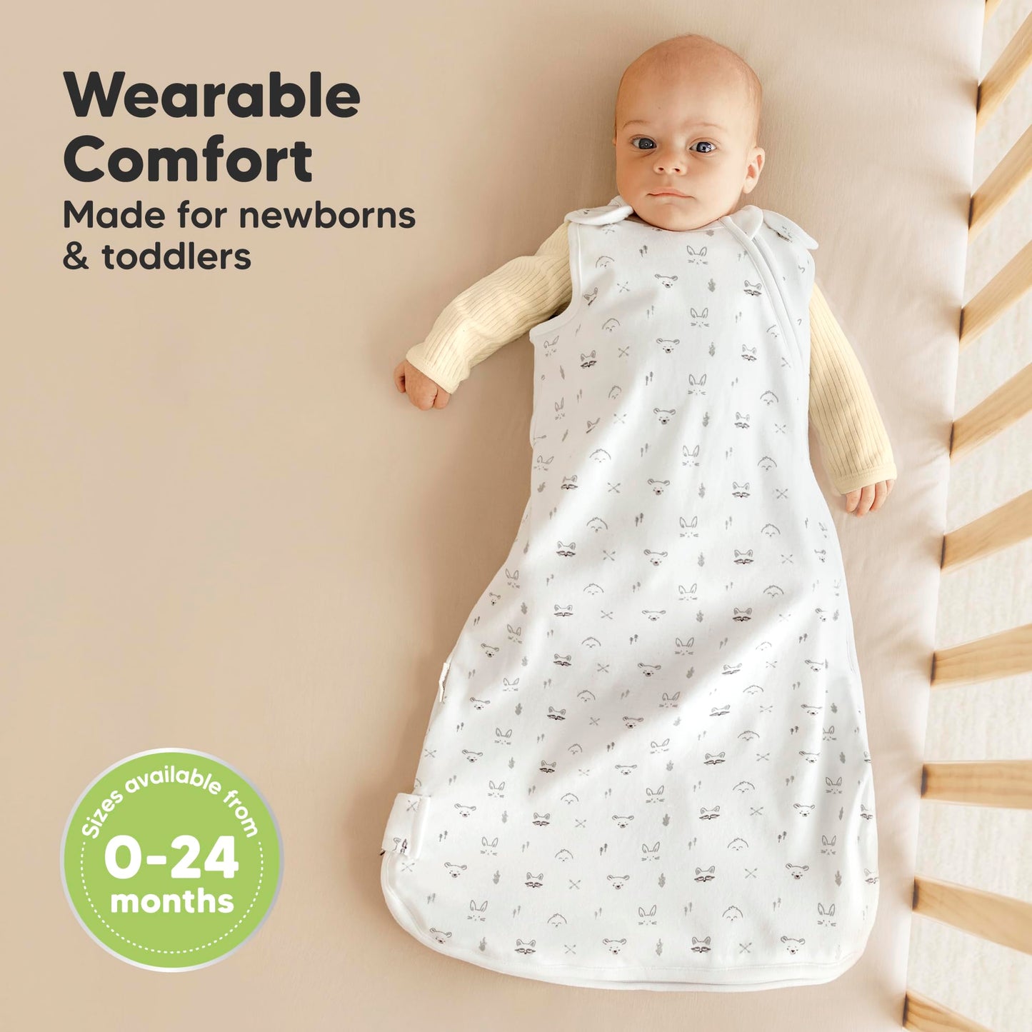 2-Pack Organic Baby Sleep Sacks, 100% Cotton - Soft & Breathable 0.5TOG Baby Wearable Blanket, Toddler Sleeping Sack 0-6 months, Easy to Wear Transitional Swaddles for Newborns, Infants (Nordic, S)