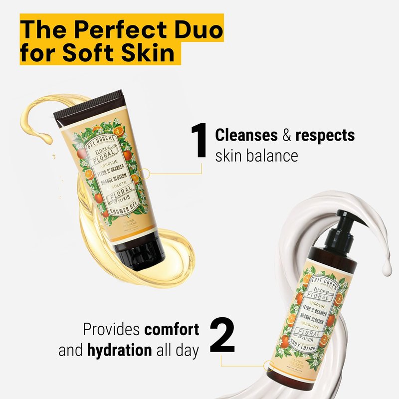 Orange Blossom Body Wash for Women – French Shower Gel with Long-Lasting Fragrance – Non Toxic Body Wash with 96% Natural Origin Ingredients – Gentle Cleanser, SLS Free, Vegan – 2 x 6.8 fl oz