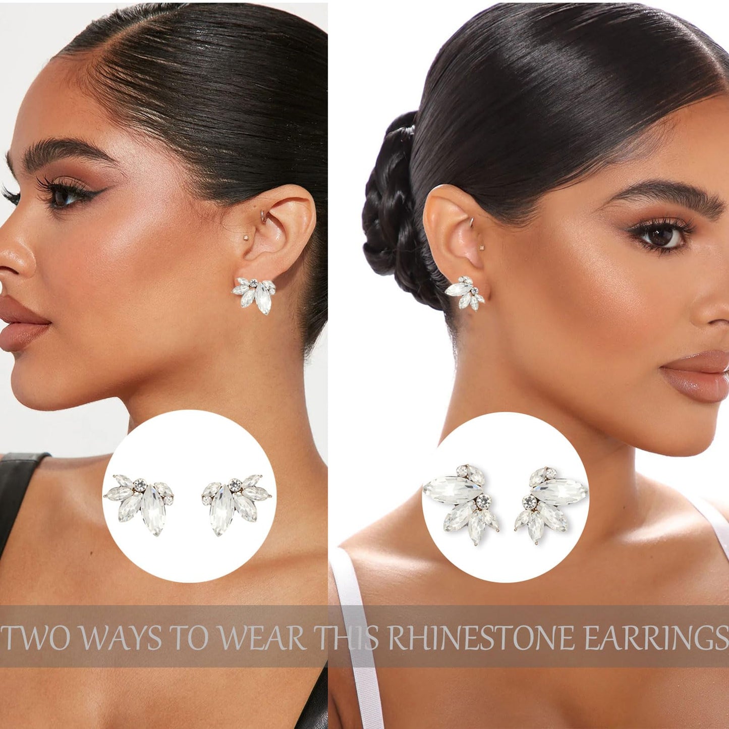Rhinestone Drop Earring Sparkly Wedding Earrings for Women Prom Party Faux Crystal Stud Earrings