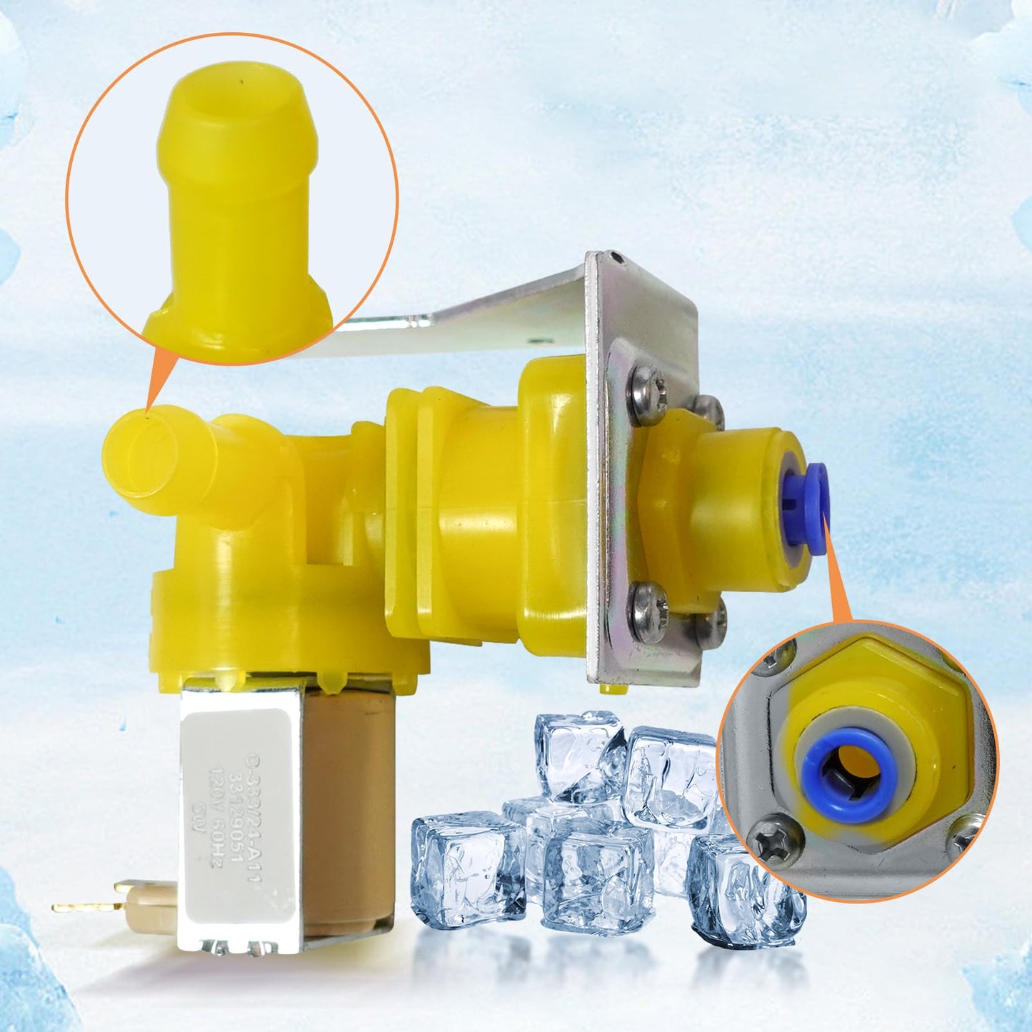 D.I.Accessa 000009120 000009123 Ice Machine Water Inlet Valve Assembly（OEM）for Manitowoc Ice Machine Parts 000008483 33129026 IH9123