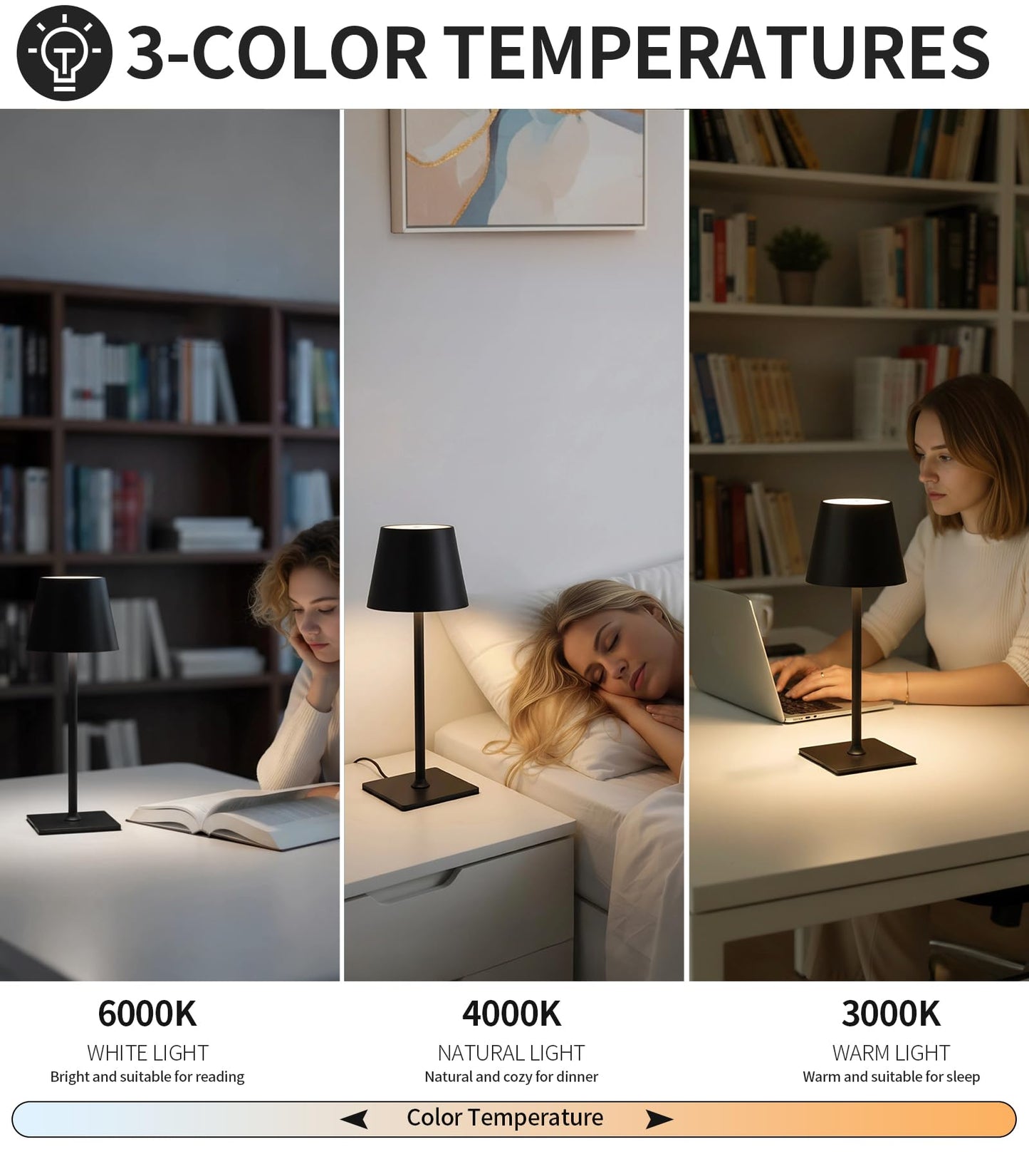 AIHYING 2026 Upgraded 2 Pack Cordless Rechargeable LED Table Lamp with Dimmer 5000mAh Battery Operated Portable Night Light Mother's Day Idea for Mom,Patio Balcony,Outdoor Bedroom