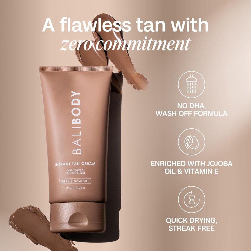 Bali Body Instant Tan Cream | Fast-Drying, Minimal Transfer | Suitable for All Skin Types, Including Sensitive Skin (150 ml/5.07 fl oz)