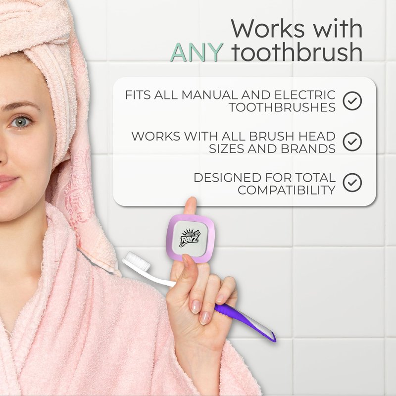 Rayz UV-C Toothbrush Sanitizer | Portable & Rechargeable | 99.9% Sanitization in 3 Minutes | Wall Mountable, Travel-Friendly & TSA-Approved (Lavender)