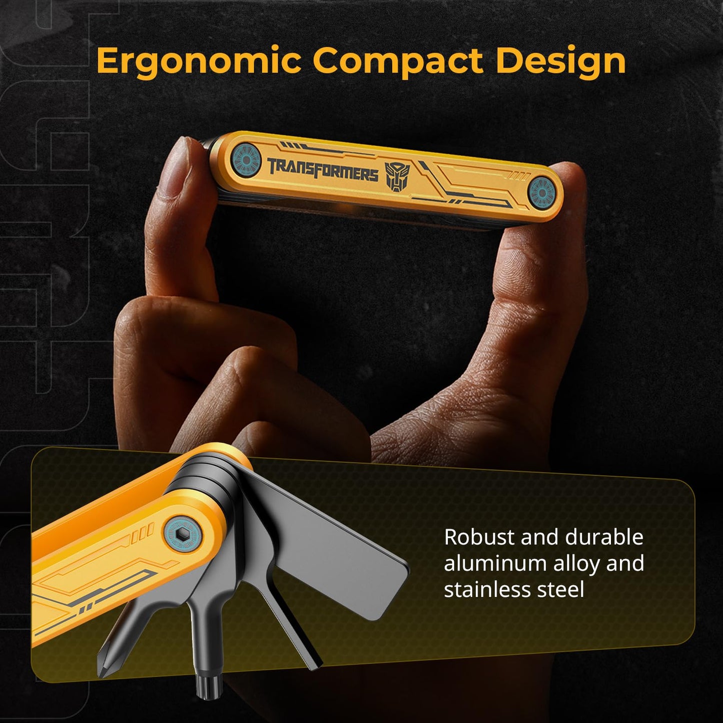 SMALLRIG Camera Tool, Foldable Tool Set with Screwdrivers and Wrenches, Camera Tool Kit Including Allen Wrenches, Slotted Screwdriver, Cross-Head Screwdriver, Torx T25 Driver, BumbleBee Edition